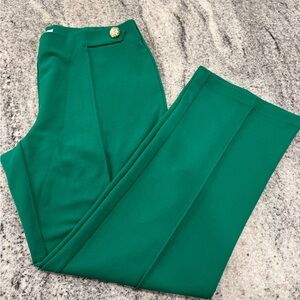 High-Rise Emerald Green Wide-Leg Pants